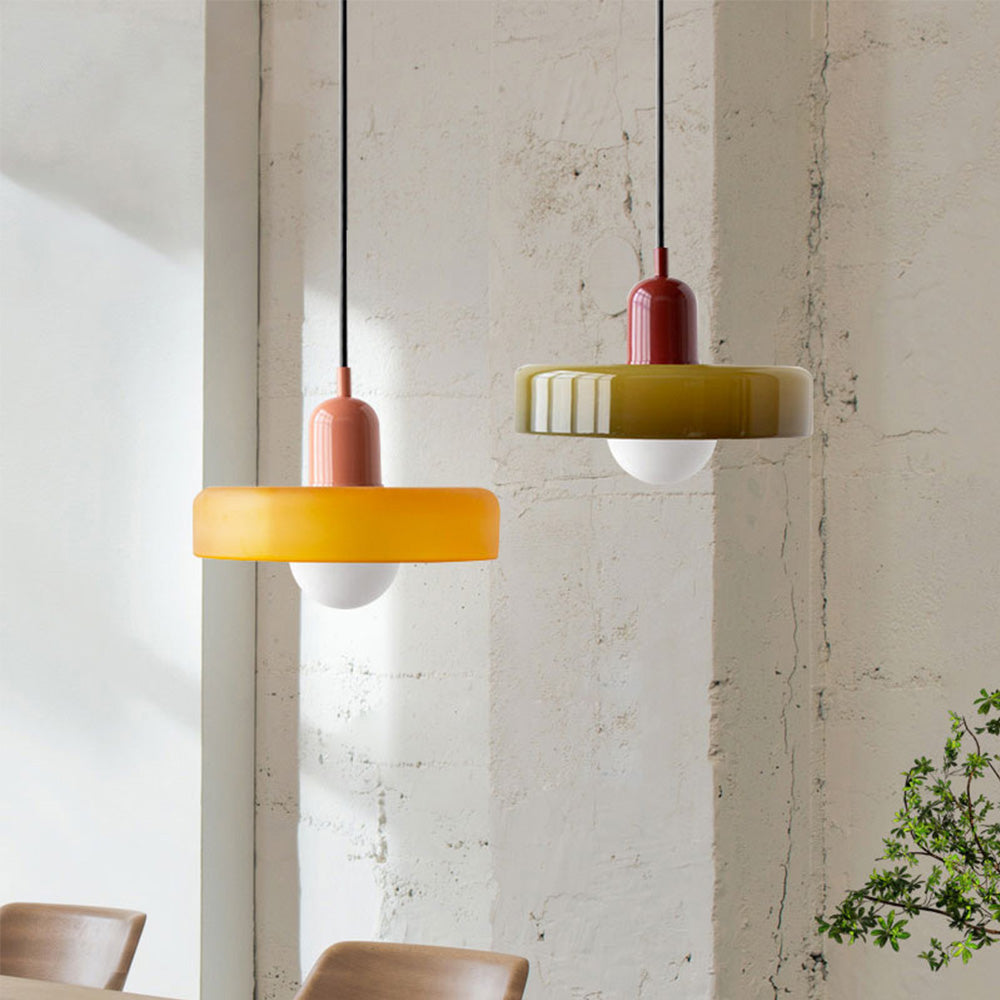 Bauhaus Colorful Glass Pendant Light – Stained Glass Hanging Light 1
