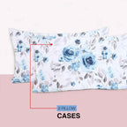 Blue Roses Print – 100% Cotton King Size Duvet Cover Set 1