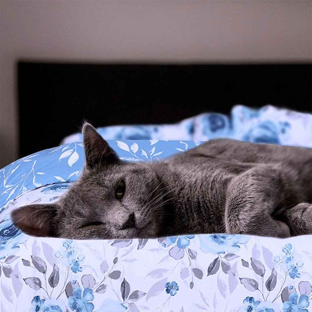 Blue Roses Print – 100% Cotton King Size Duvet Cover Set 2