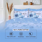 Blue Roses Print – 100% Cotton King Size Duvet Cover Set 3