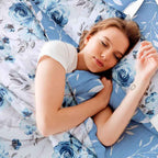 Blue Roses Print – 100% Cotton King Size Duvet Cover Set 4