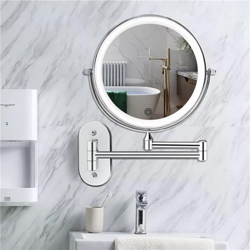 Chrome Silver – Rechargeable LED Vanity Mirror With Magnification 1
