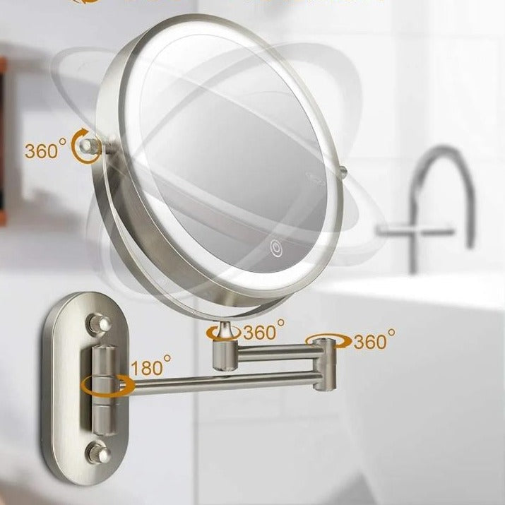 Chrome Silver – Rechargeable LED Vanity Mirror With Magnification 5