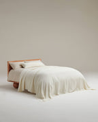 European Flax Linen Throw - Alabaster 1