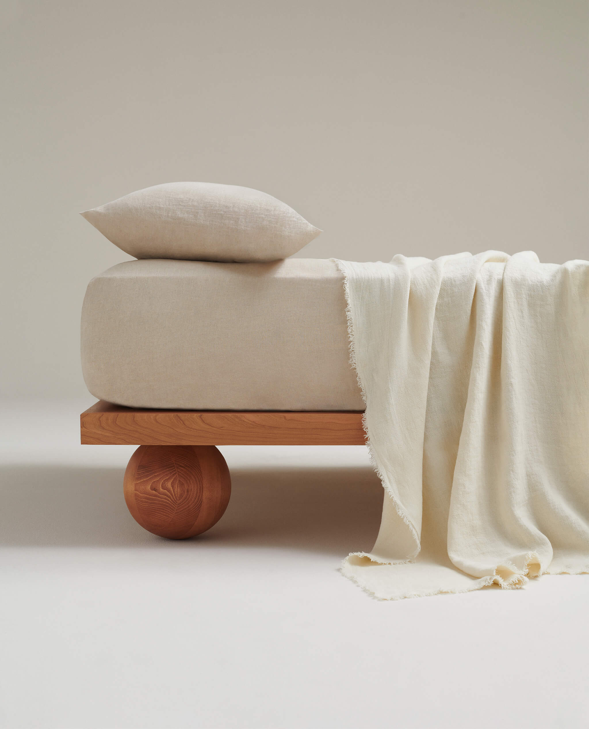 European Flax Linen Throw - Alabaster 3