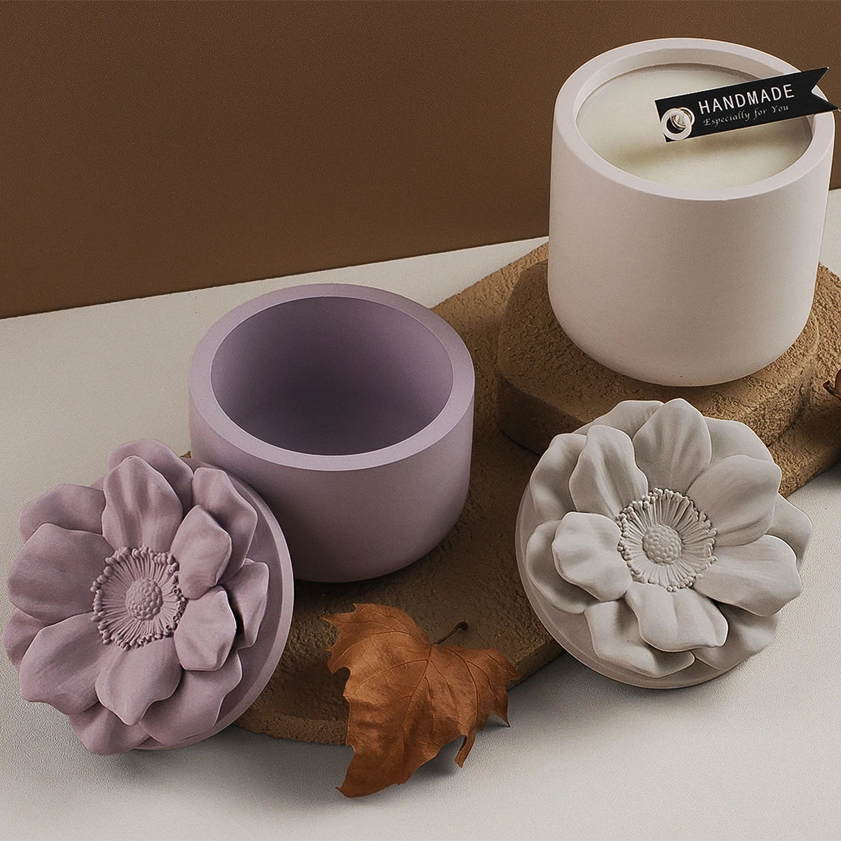 Floral Candle Cup Silicone Mold 1