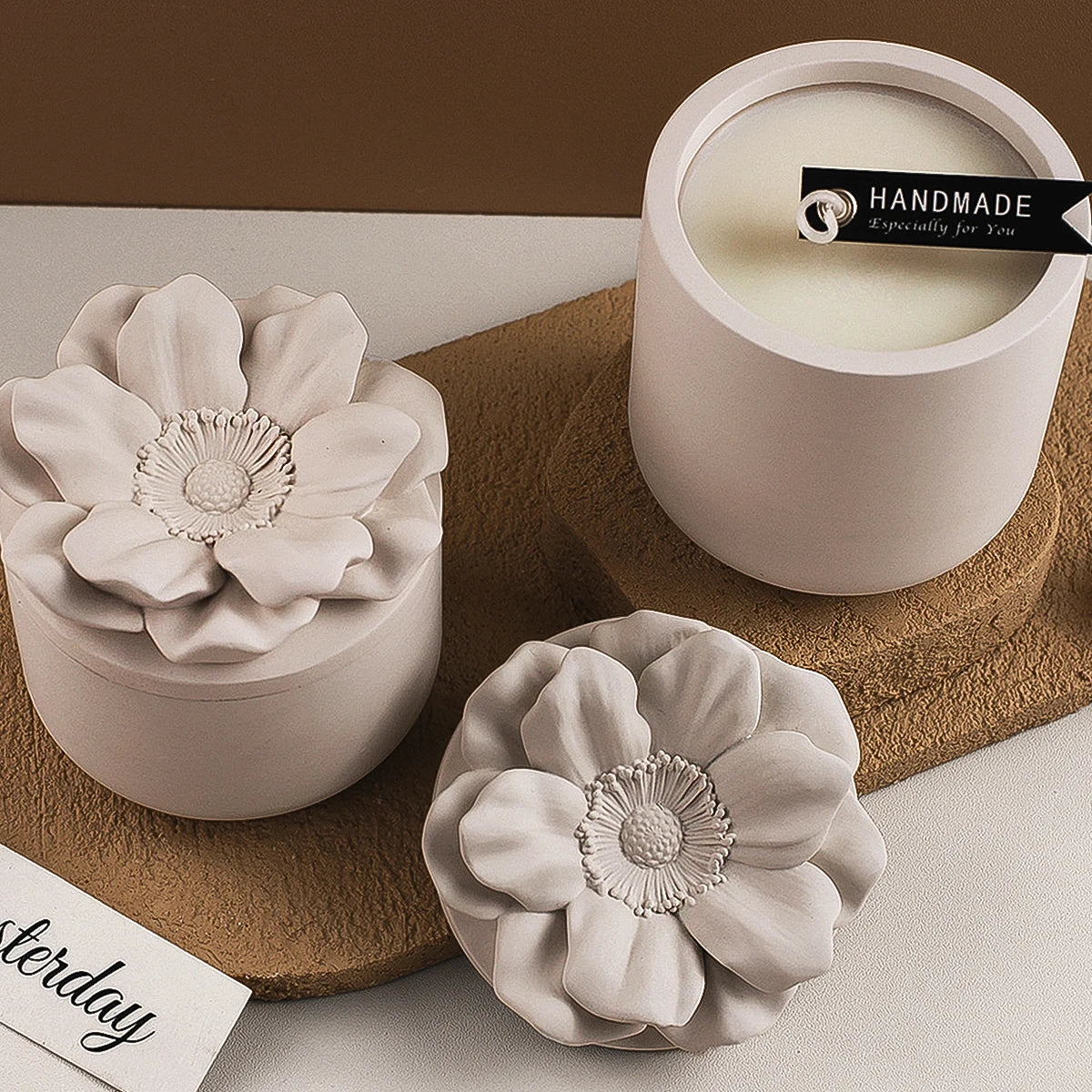 Floral Candle Cup Silicone Mold 3