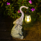 Gentle Elephant – Resin Solar Garden Lamp with Warm Glow 2