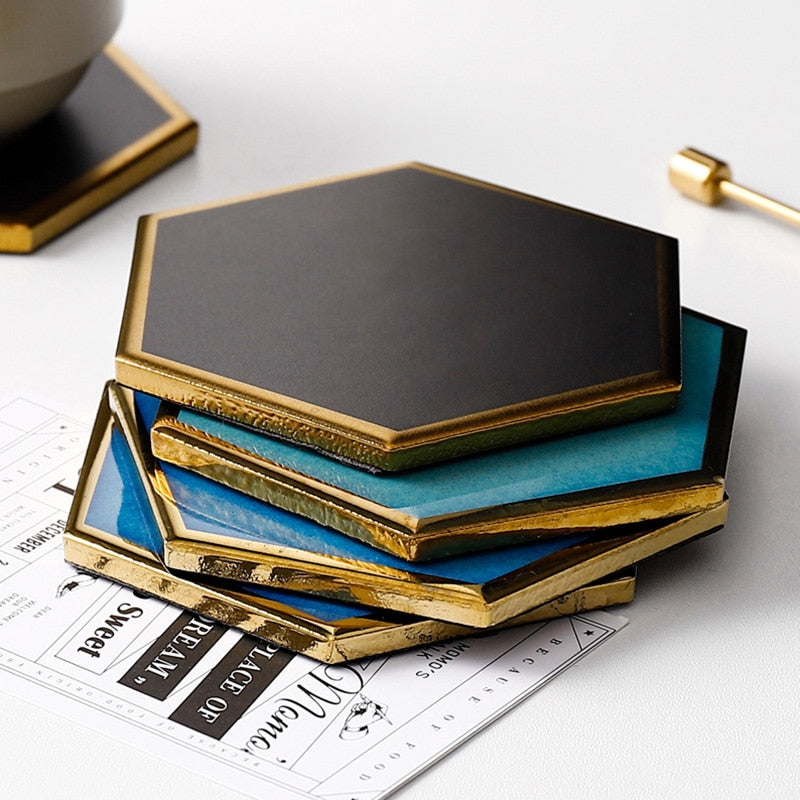 Hexacoast – Gold-Plated Coaster Set 1