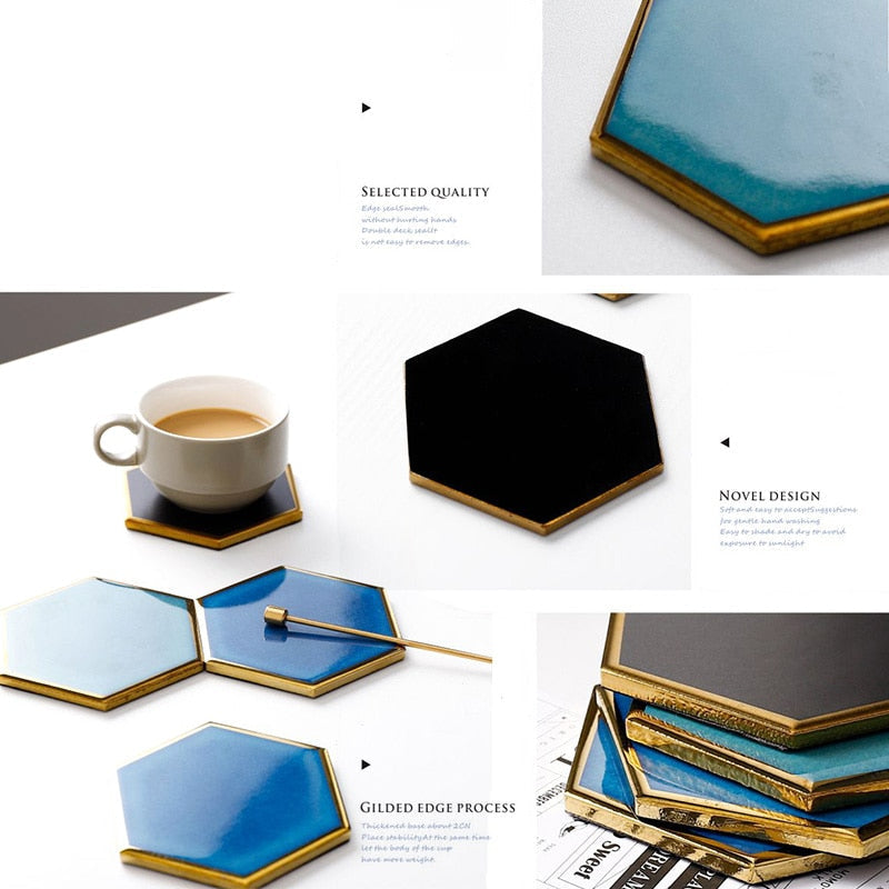 Hexacoast – Gold-Plated Coaster Set 4