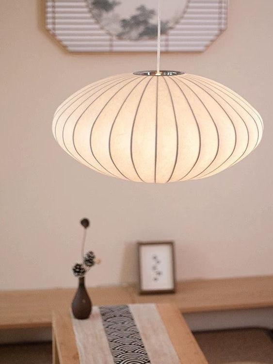 Japandi Silk Pendant Light – Luxurious Artificial Silk Hanging Light
