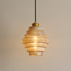 Clarette Glass Pendant – Cognac & Ash Finish