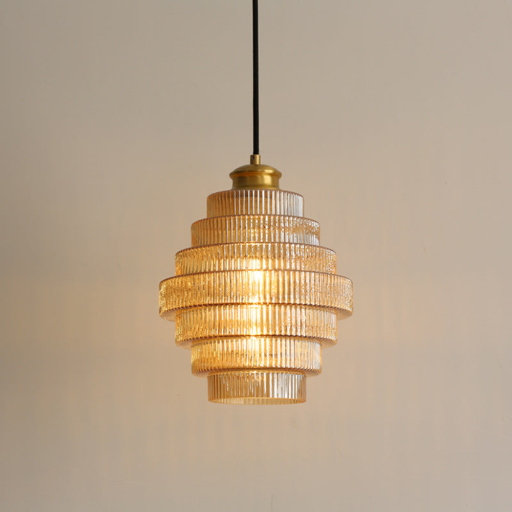 Clarette Glass Pendant – Cognac & Ash Finish