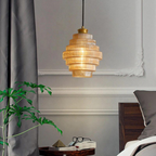 Clarette Glass Pendant – Cognac & Ash Finish