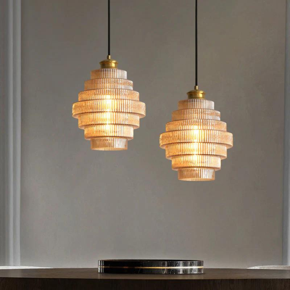 Clarette Glass Pendant – Cognac & Ash Finish
