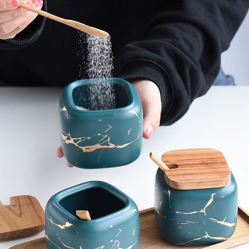 Lightning – Glass Spice Jars with Bamboo Lids Set 4