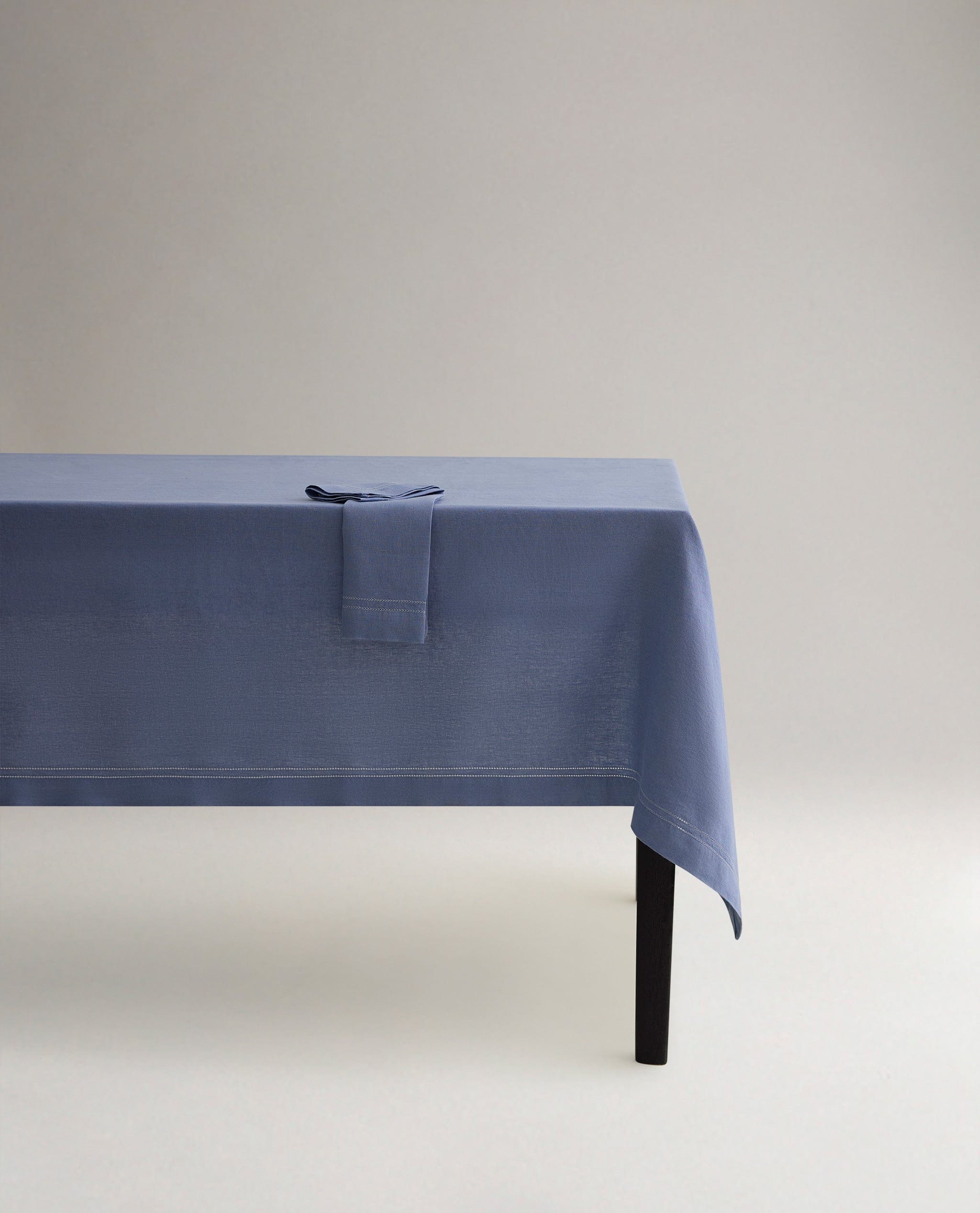 Linen Picotting Table Cloth - Denim Blue 0