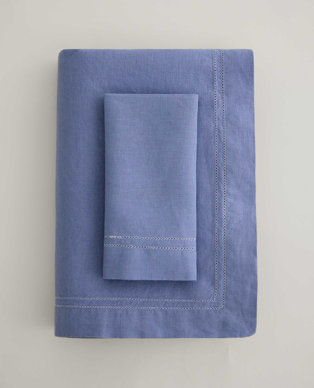 Linen Picotting Table Cloth - Denim Blue 3
