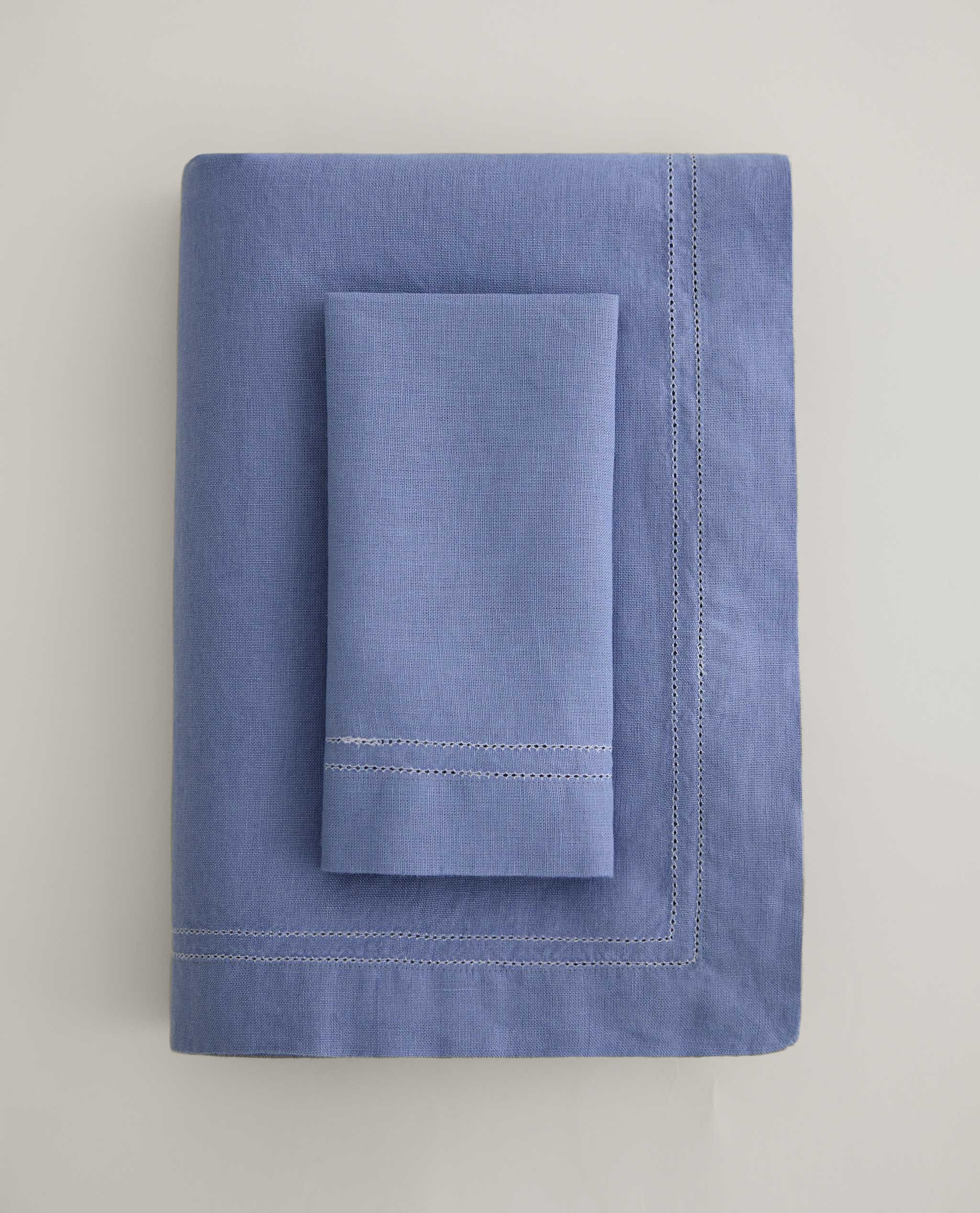 Linen Picotting Table Cloth - Denim Blue 3