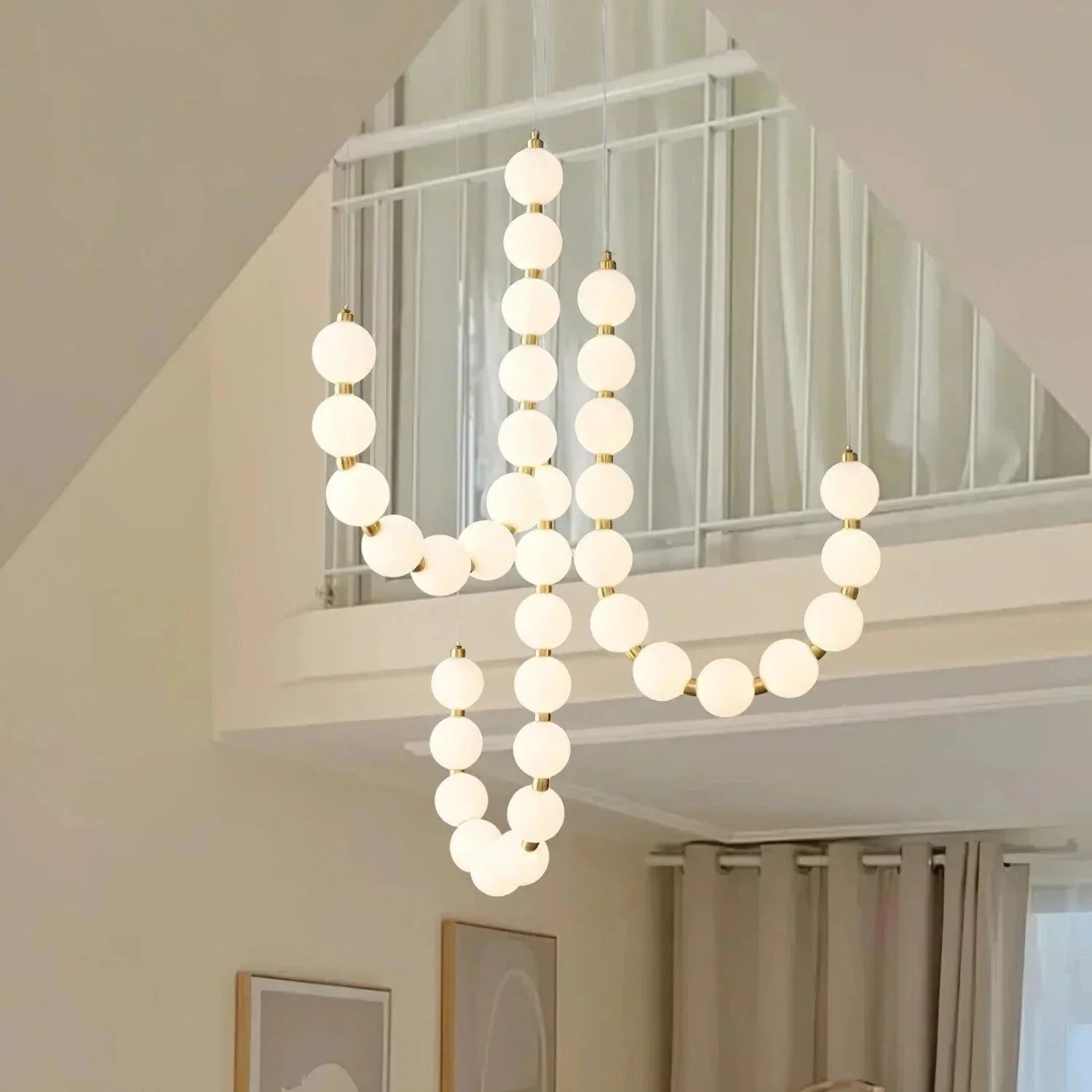 Nevalis Necklace Chandelier – White Pearl Finish