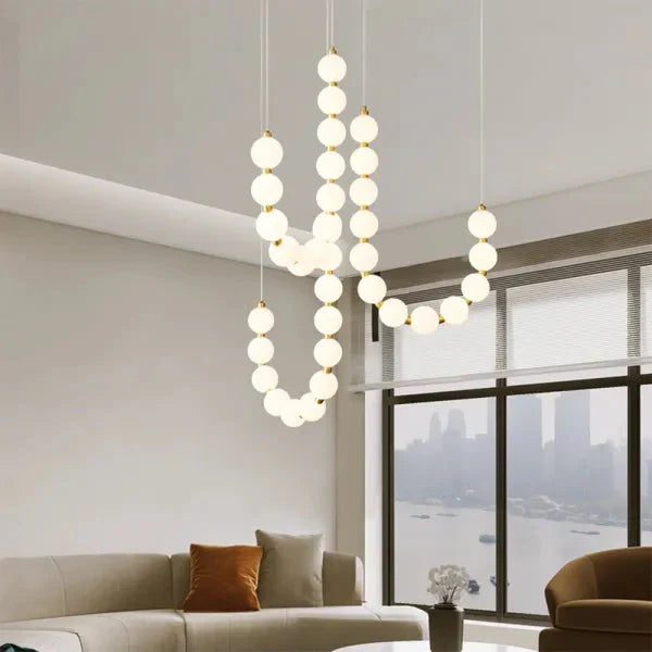 Nevalis Necklace Chandelier – White Pearl Finish