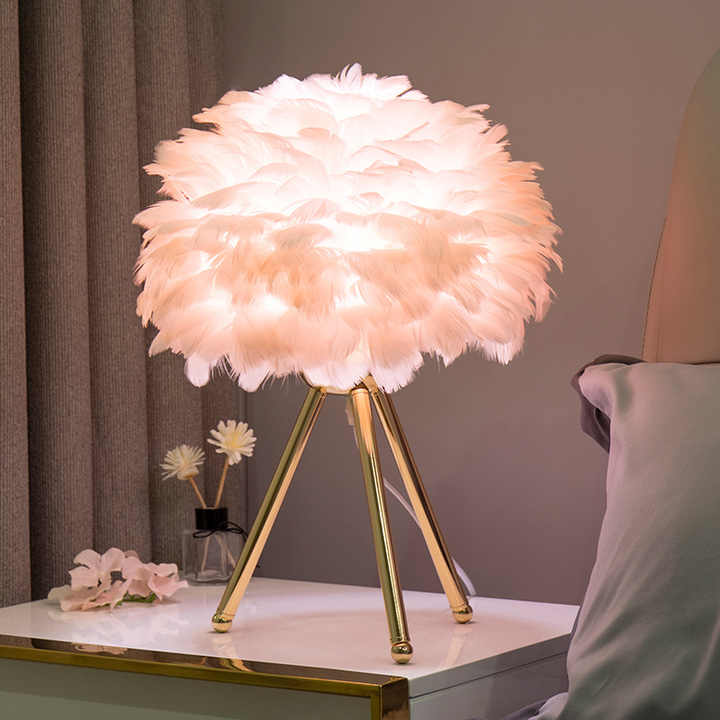 Missfeather – Feather Finish Dimmable Table Lamp for Bedroom and Living Room 2