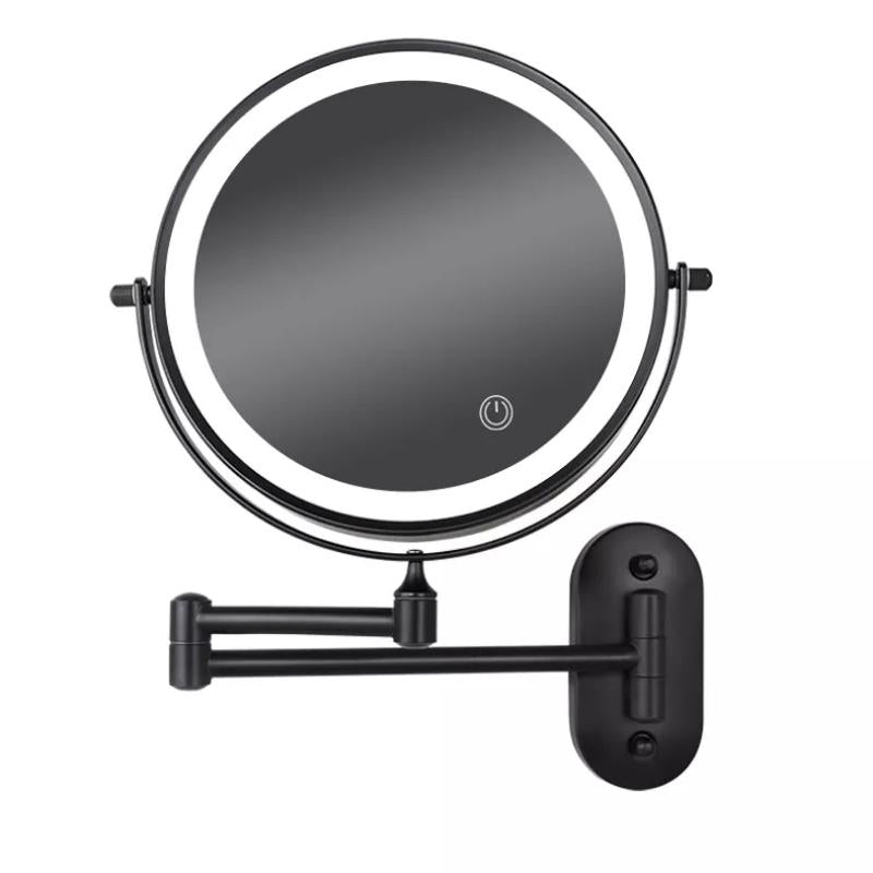 Modern Black Rechargeable LED Makeup Mirror – Glass & Stainless Steel Light Up Mirror 4