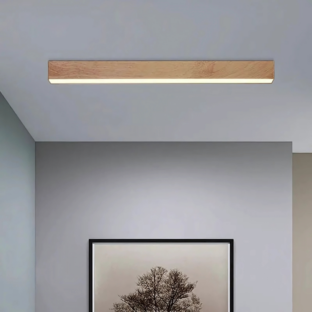 Modern Wood-Effect LED Ceiling Light Fixture – Aluminum & Wood Texture Finish 6