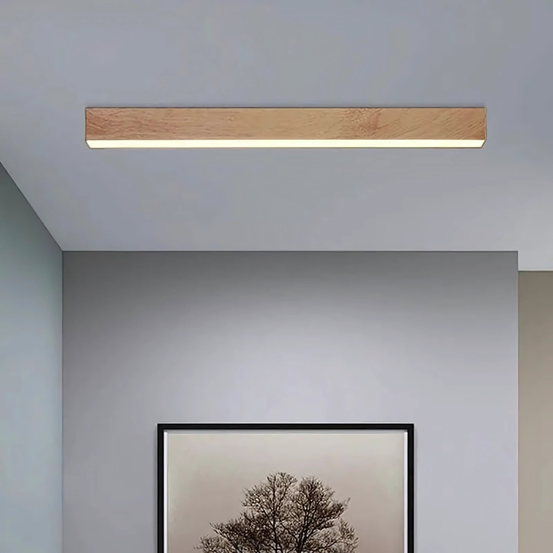 Modern Wood-Effect LED Ceiling Light Fixture – Aluminum & Wood Texture Finish 6