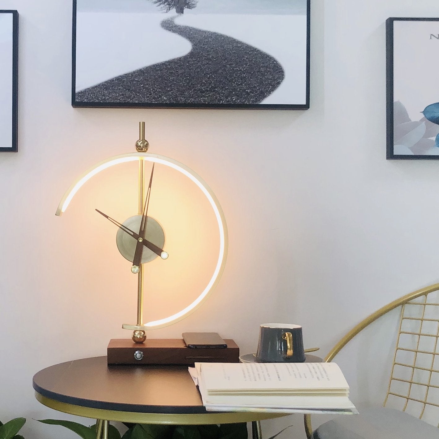 Nagoya – Maple Wood & Metal LED Clock Lamp with Wireless Charging 2