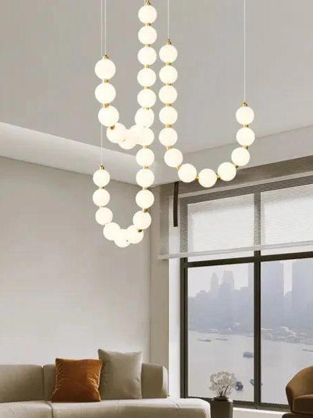 Nevalis Necklace Chandelier – White Pearl Finish