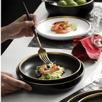 Osiris – Dark Fine Porcelain Dining Set With Gilded Edges 11