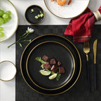 Osiris – Dark Fine Porcelain Dining Set With Gilded Edges 2