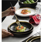 Osiris – Dark Fine Porcelain Dining Set With Gilded Edges 3