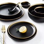 Osiris – Dark Fine Porcelain Dining Set With Gilded Edges 4