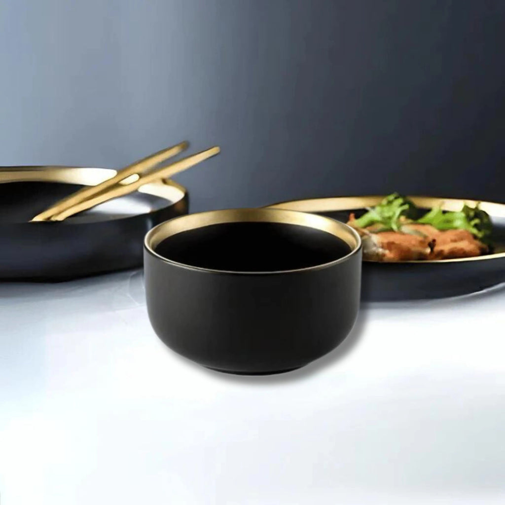 Osiris – Dark Fine Porcelain Dining Set With Gilded Edges 9