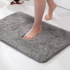 Plush Grey Microfiber Bathroom Floor Mat 1