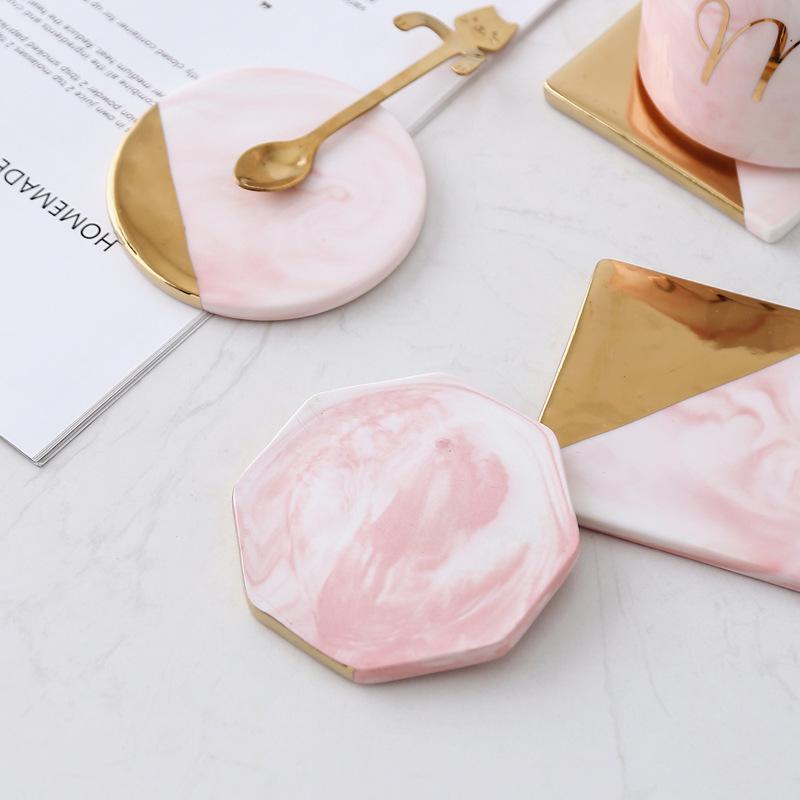 Rose Design – Elegant Ceramic Coaster Set 5