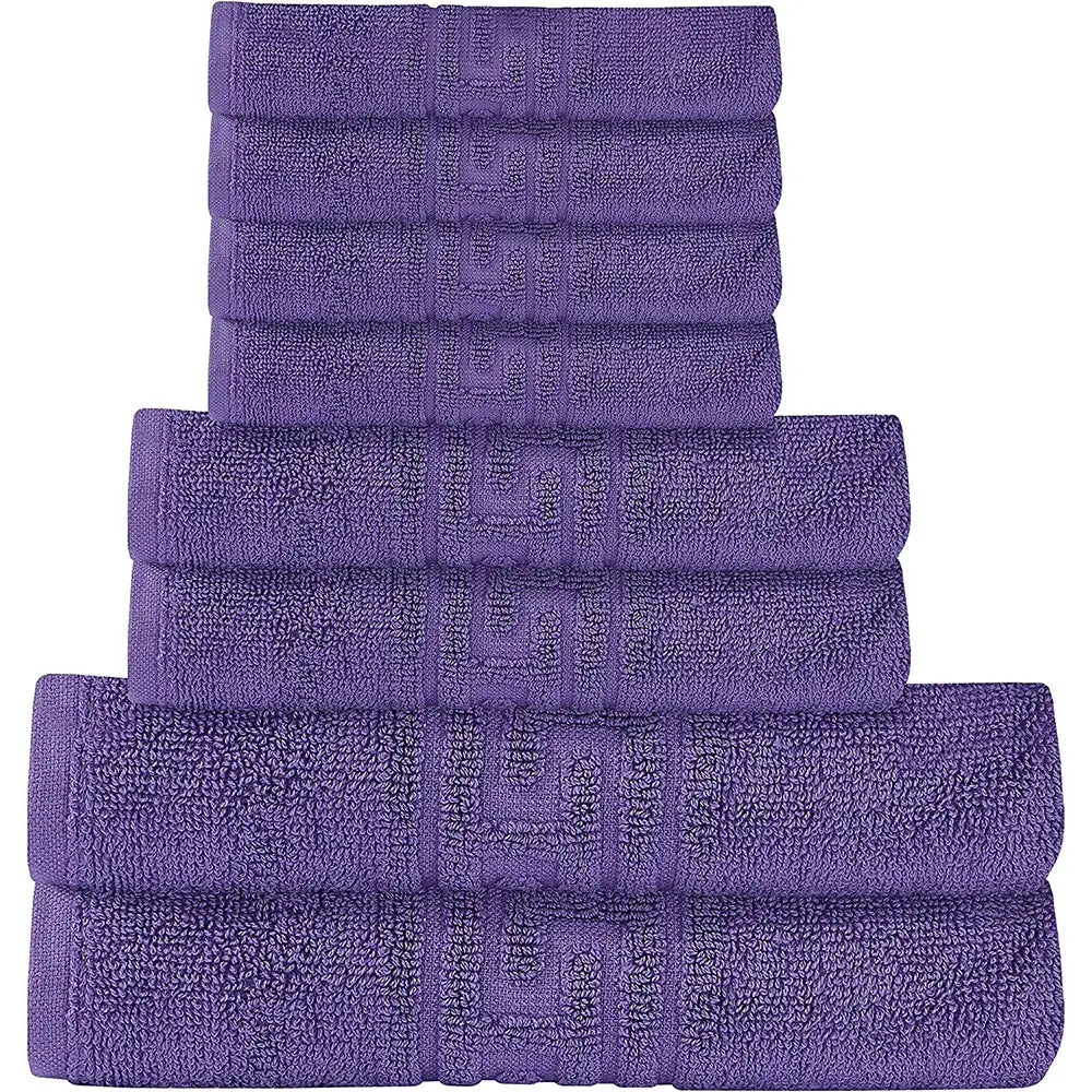 Soft and Premium Egyptian Cotton Towels - 600 GSM Purple, Set of 8 0