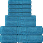 Soft and Premium Egyptian Cotton Towels - 600 GSM Teal, Set of 8 0