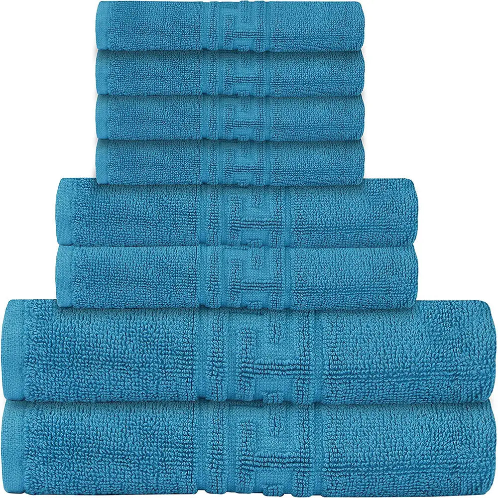 Soft and Premium Egyptian Cotton Towels - 600 GSM Teal, Set of 8 0