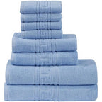 Soft and Premium Egyptian Cotton Towels - 700 GSM Sky Blue, Set of 8 0