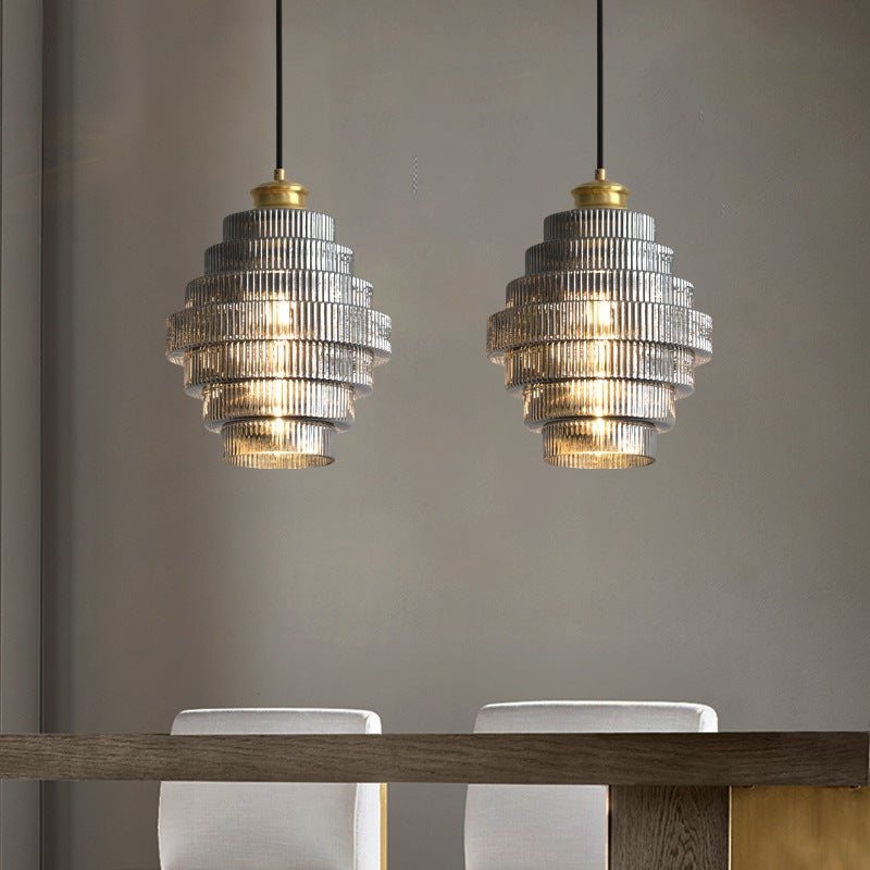 Clarette Glass Pendant – Cognac & Ash Finish